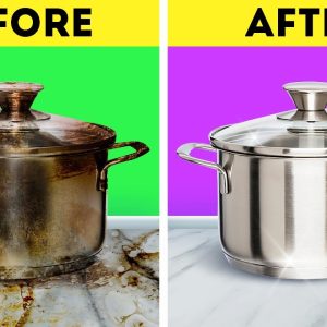 7 best ways to clean a burnt pan in just minutes || Cleaning Hacks