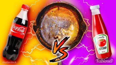Coca-Cola vs. Ketchup: what will clean a burnt pan?