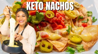 EASY KETO NACHOS! LOADED, LOW CARB QUESO NACHOS! ONLY 1 NET CARB!