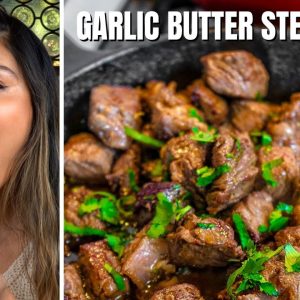 GARLIC BUTTER STEAK BITES! Easy Keto Steak Recipe!!