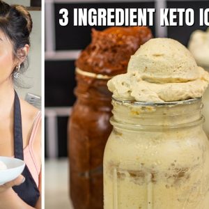 3 INGREDIENT KETO ICE CREAM! Vanilla, Chocolate, & Peanut Butter Keto Ice Cream