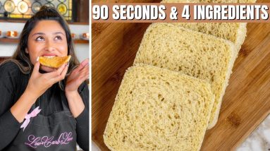 I MADE A 4 INGREDIENT BREAD IN 90 SECONDS! TWO CARB KETO BREAD RECIPE!