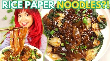 1 Ingredient 5 Minute NOODLES Out of RICE PAPER!! Most CHEWY NOODLES EVER 😋